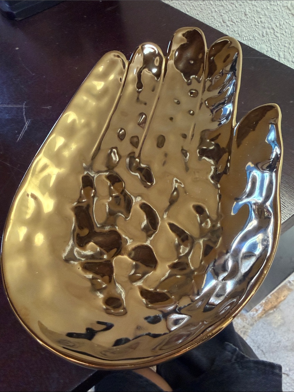 Decorative Gold Hand-Shaped Ceramic Tray - Home Art Accent